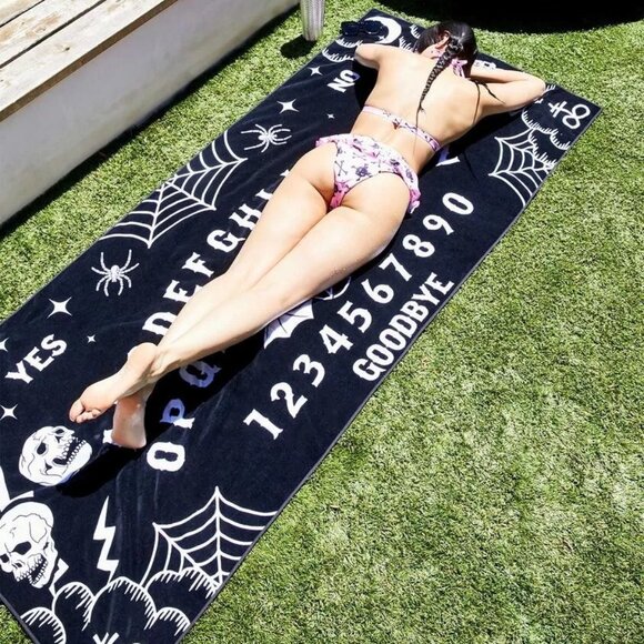 Dolls kill Goth Witchy Black Ouija Talking Spirits Board Beach Towel Model Robe - Picture 5 of 8